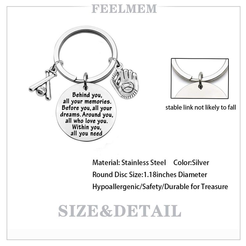 FEELMEM مفتاح سيارة FEELMEM لاعب البيسبول هدية خلفك كل الذكريات أمامك كل أحلامك مفتاح سيارة مجوهرات سوفتبول هدية أم البيسبول (مفتاح سيارة البيسبول) - Image 2
